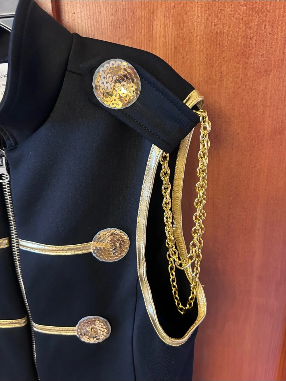 Weissman Dance Costume Black Military-Style Vest with Gold Accents